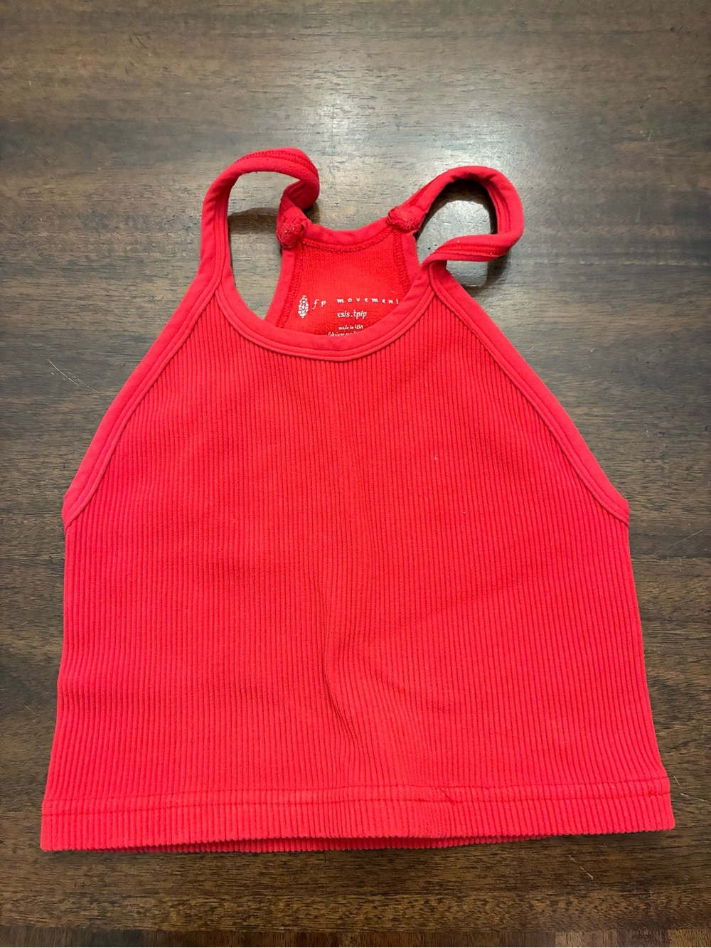 Free People FP Movement Happiness Runs Crop Tank Top XS Small Red Ribbed